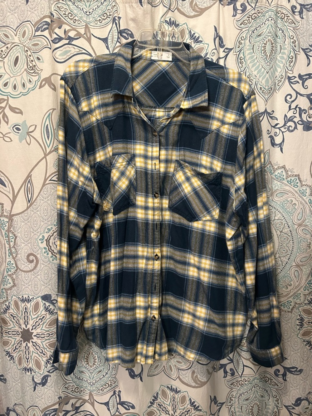 Maurices Blue and Yellow Plaid Button-Down Shirt